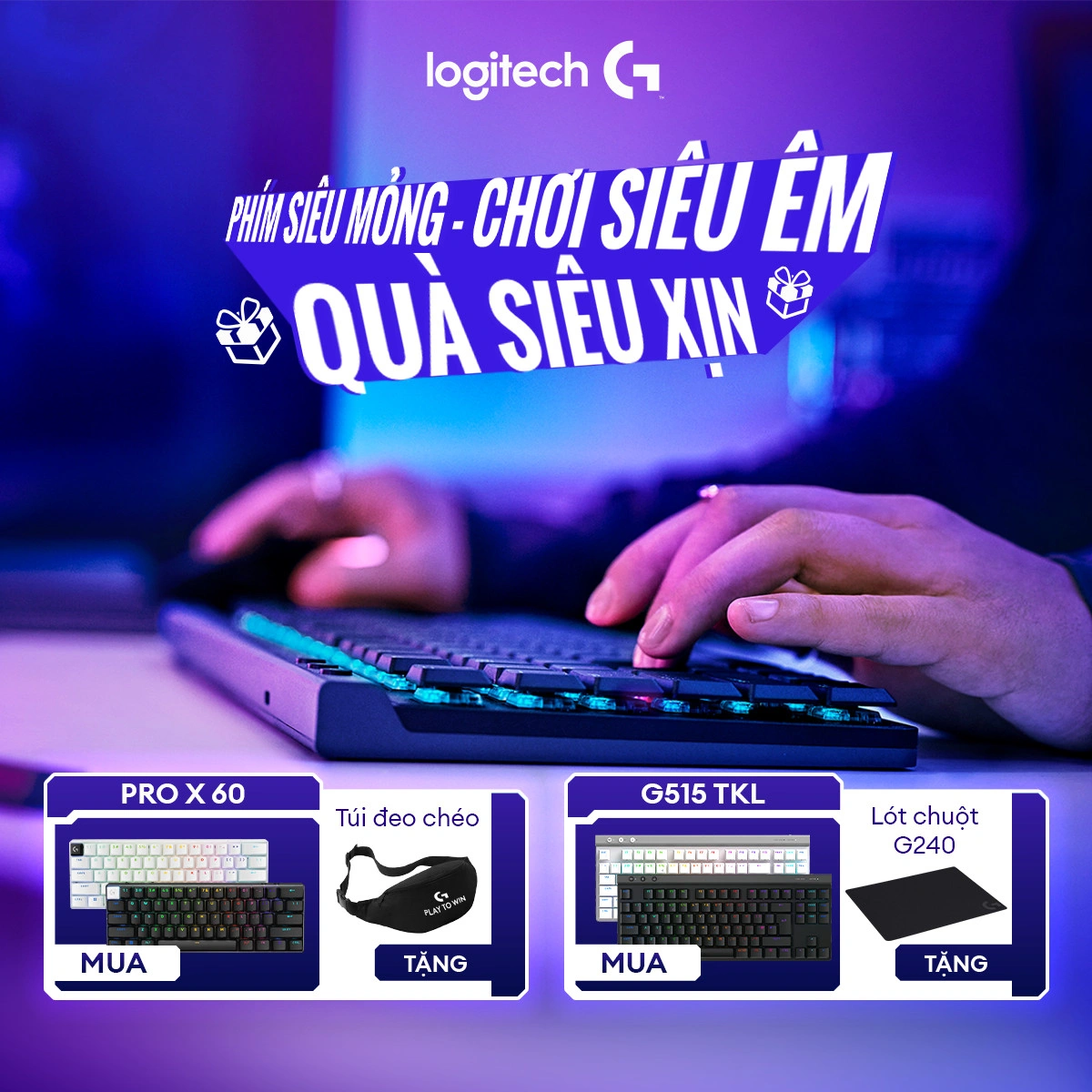 LOGITECH G515 - Phím siêu mỏng, Chơi siêu êm, Quà siêu xịn