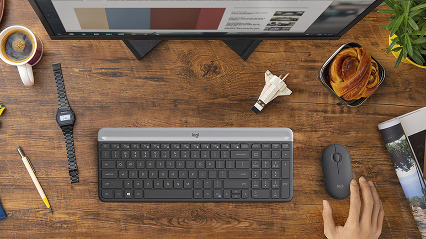 Combo bàn phím chuột Logitech MK470 Slim Wireless thoải mái