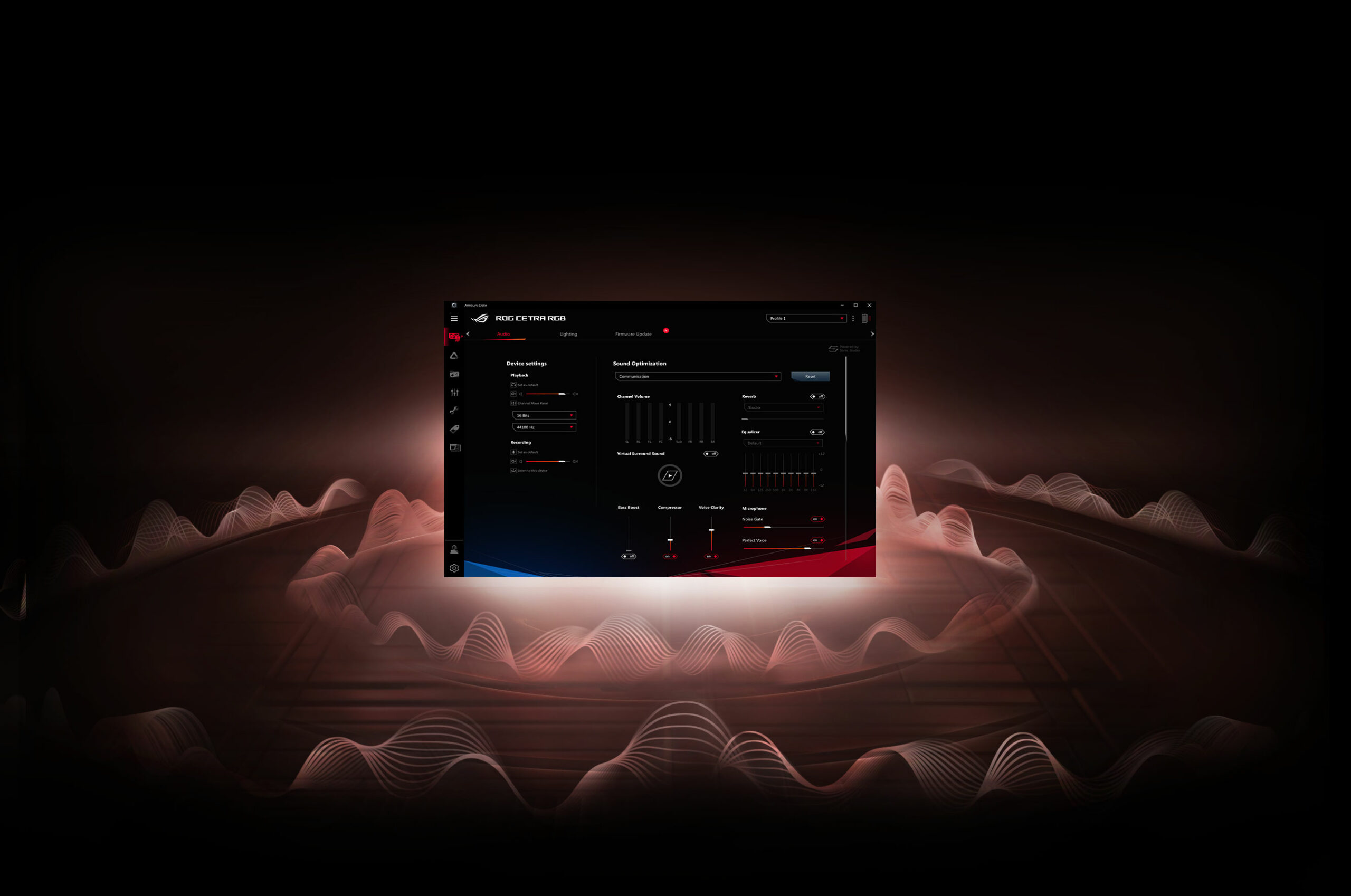 Asus ROG Cetra RGB giao diện người dùng trực quan