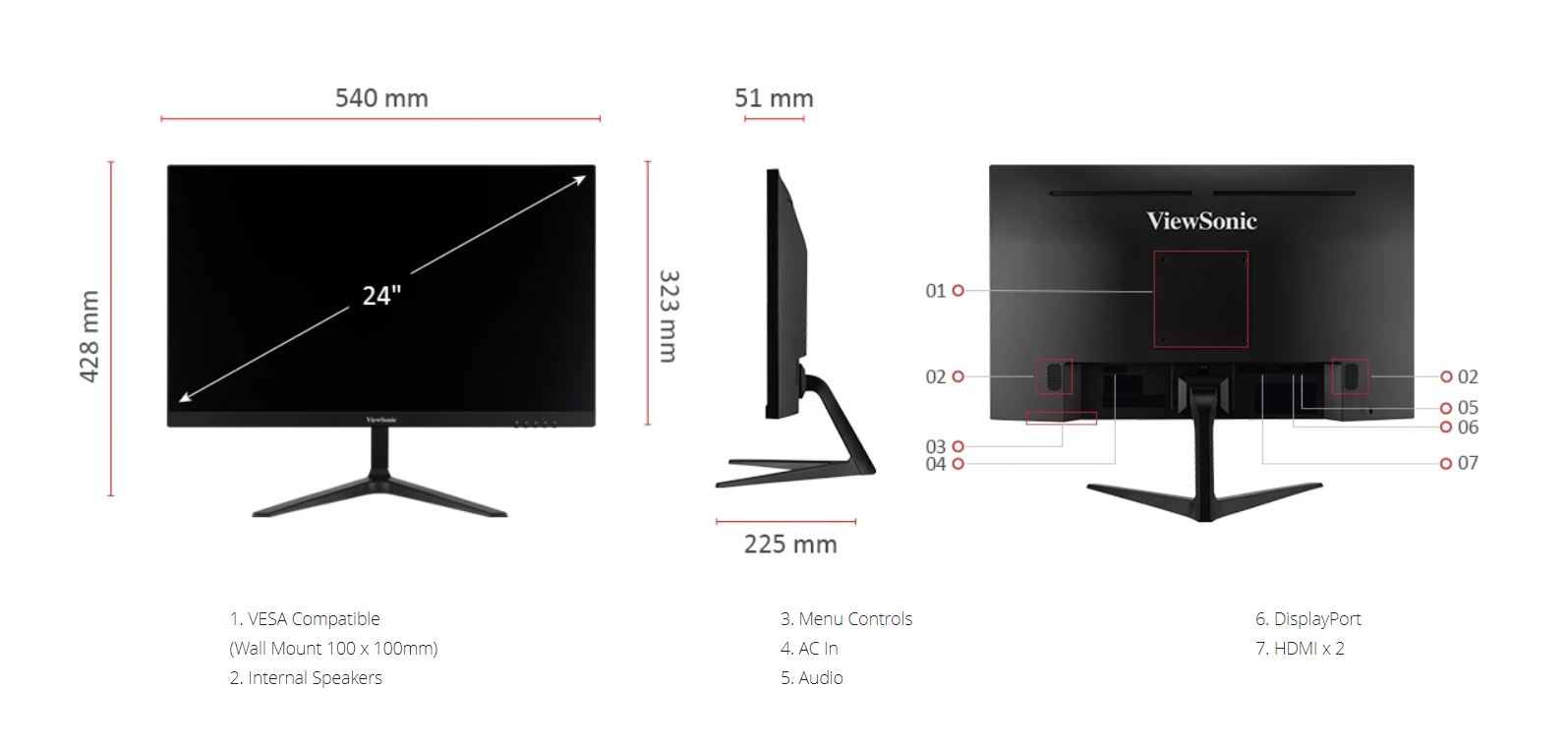 Màn hình Viewsonic VX2418-P-MHD chính hãng, giá tốt | Nguyễn Vũ Store