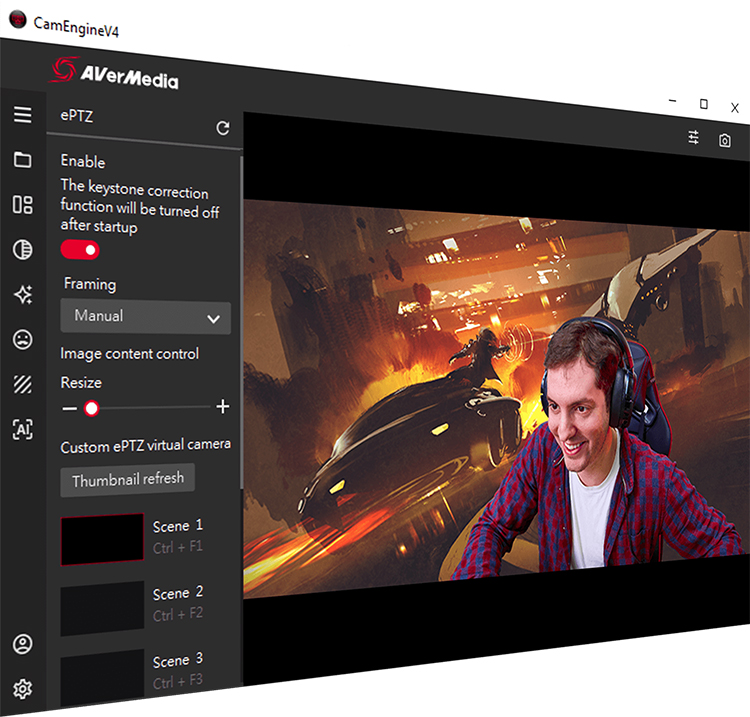 Avermedia Live Streamer CAP 4K BU113 có chức năng ePTZ và AI Framing