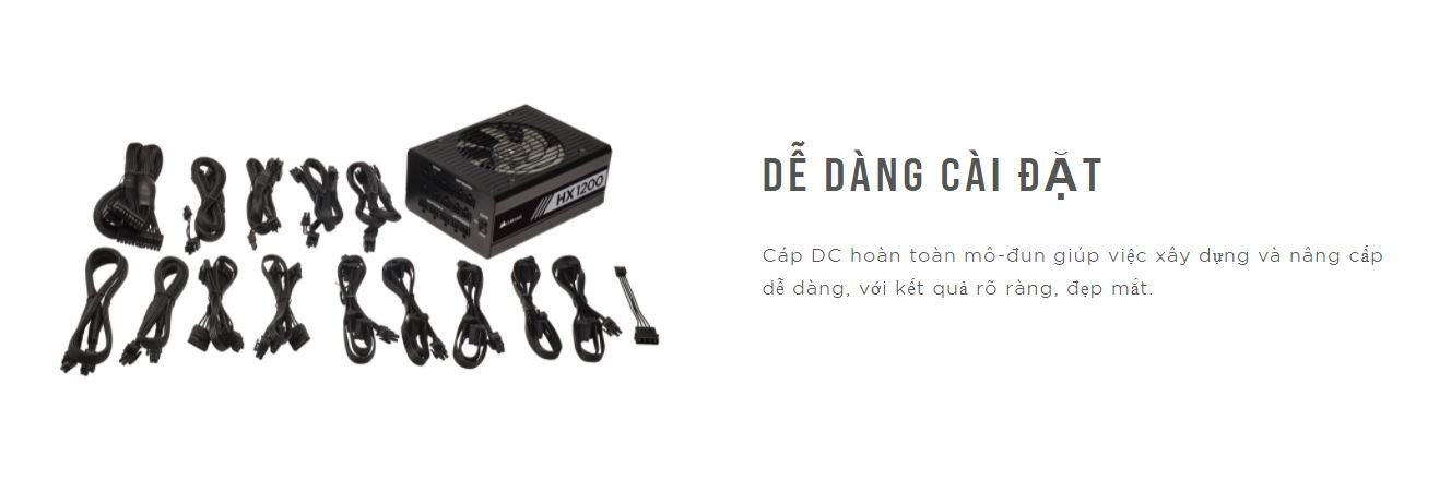 Nguồn Corsair HX1200 80 Plus Platinum - Full Modul (CP-9020140-NA) connect