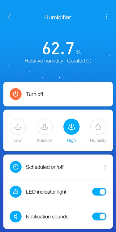 Xiaomi Antibacterial Humidifier điều khiển thông qua app