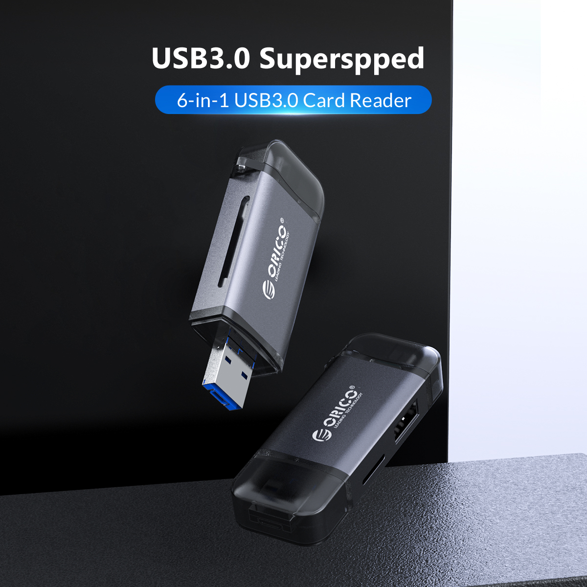 Bộ chia USB Hub 3 cổng USB 2.0 ORICO 2CR61-GY 6 in 1