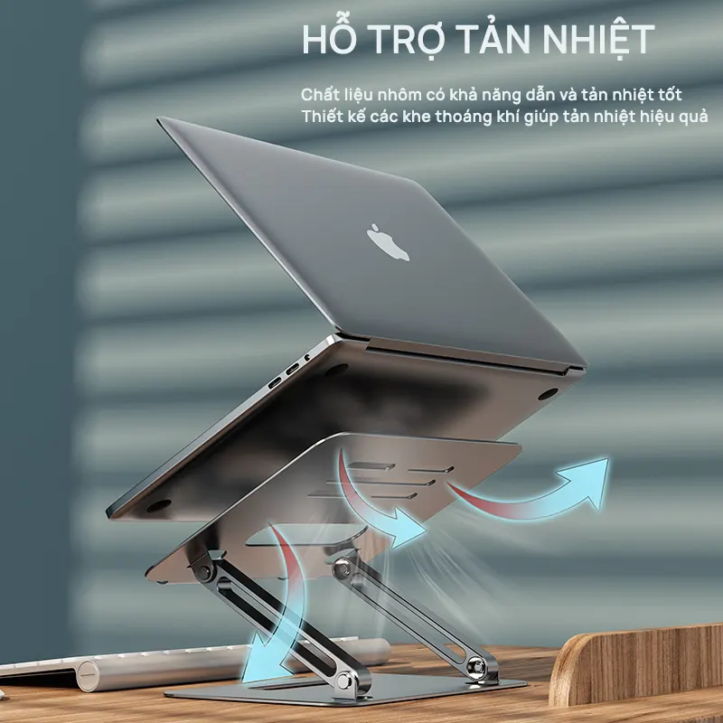 Giá đỡ Laptop HyperWork L1 khung nhôm Xám/Bạc