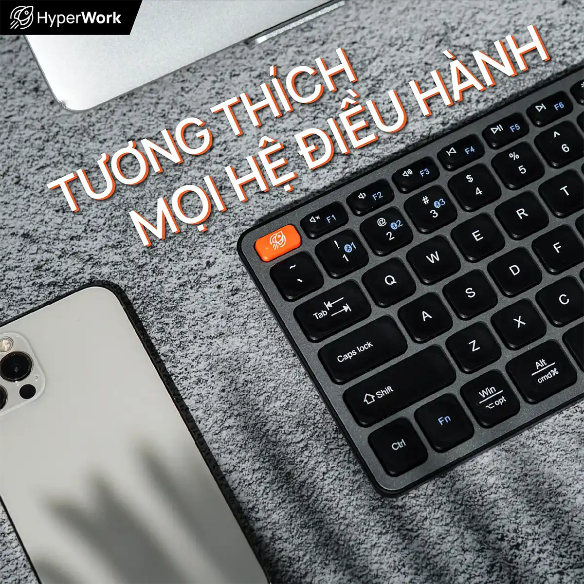 Bàn phím HyperWork KB1 Bluetooth - Tương thích mọi hệ điều hành