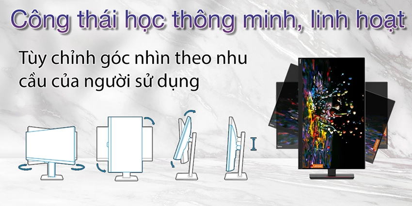 Màn hình Lenovo Think Vision T27q-20 61EDGAR2WW - Thiết kế công thái học