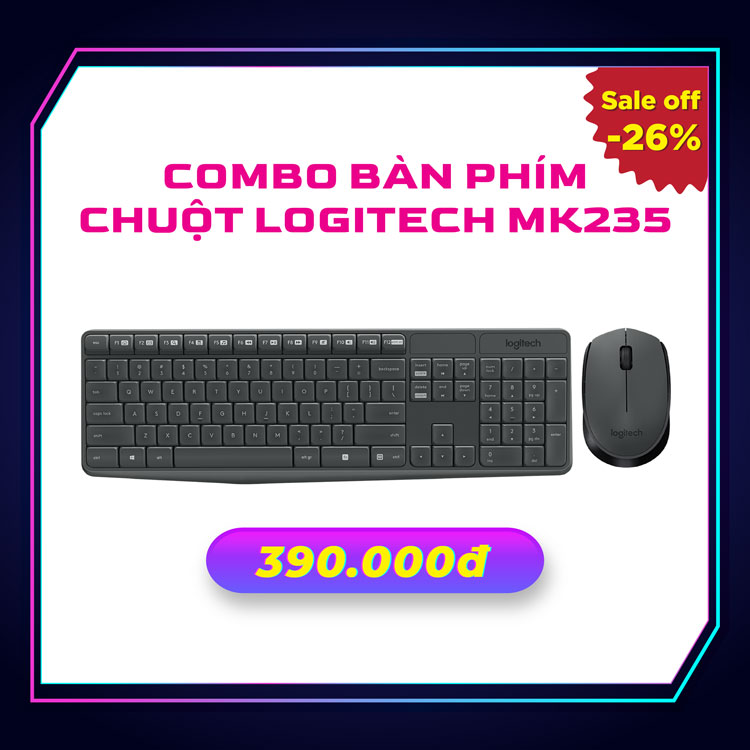 Combo bàn phím và chuột Logitech MK235 | Nguyễn Vũ Store