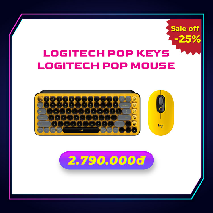 Combo Logitech POP Keys và Logitech POP Mouse chính hãng