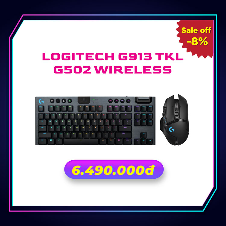 Combo Logitech G913 TKL và Logitech G502 Wireless giá tốt