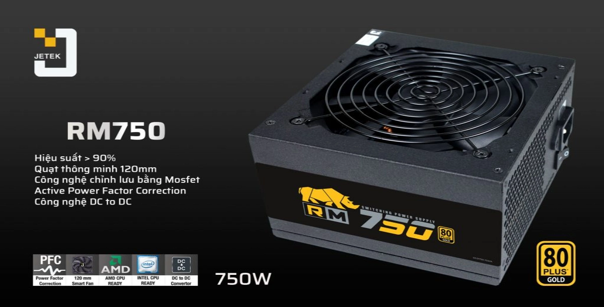 Nguồn máy tính Jetek RM750 V3 750W hiệu xuất