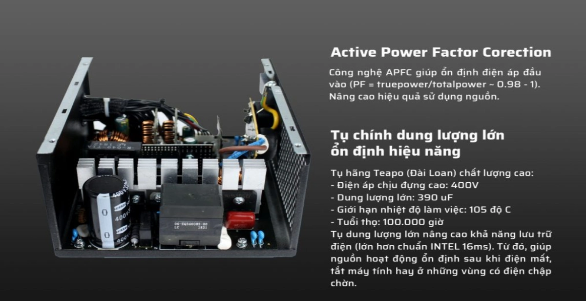 Nguồn máy tính Jetek RM750 V3 750W tụ chính dung lượng lớn