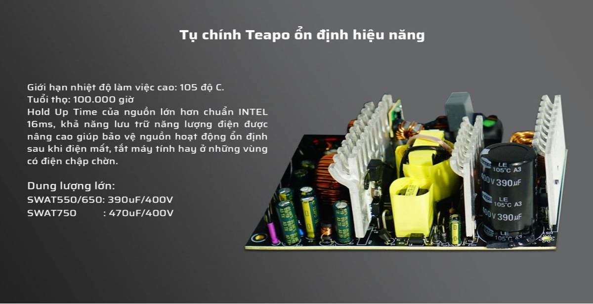 Nguồn máy tính Jetek SWAT 700W tụ điện teapo