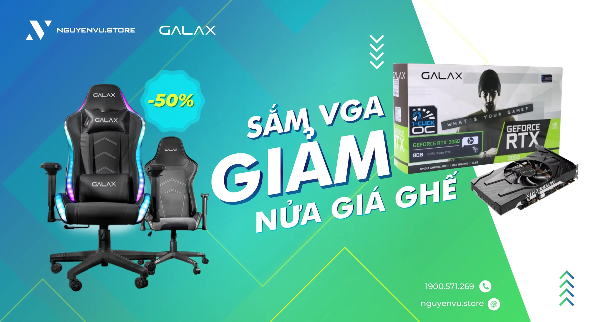 Giảm ngay 50% ghế gaming Galax GC-04, GC-01, GC-01S khi mua cùng VGA Galax GeForce RTX 3050 V2