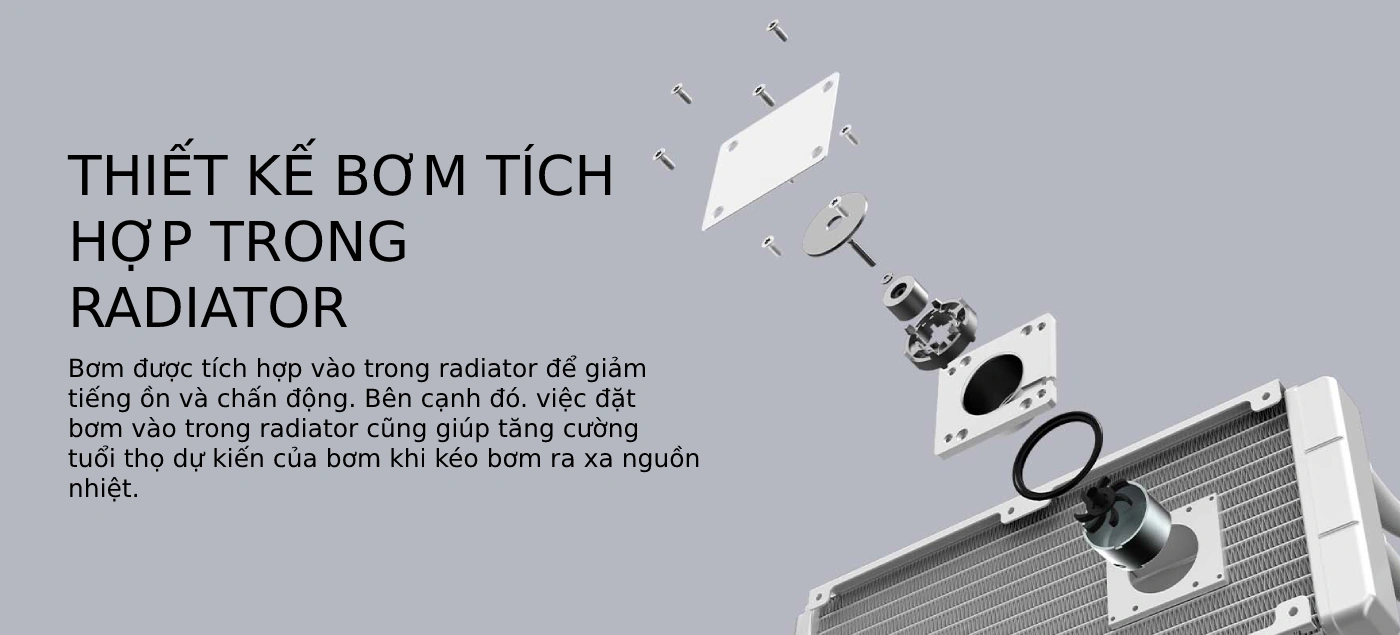 Tản Nhiệt Nước MSI MAG CORELIQUID 240R V2 WHITE Bơm tích hợp trong radiotor