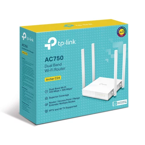 Bộ phát wifi TP-Link Archer C24 tốc độ AC750Mbps giá rẻ chính hãng