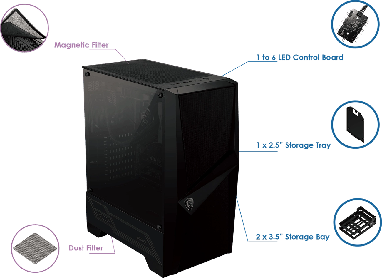 Vỏ Case MSI MAG FORGE 100R - Mid Tower