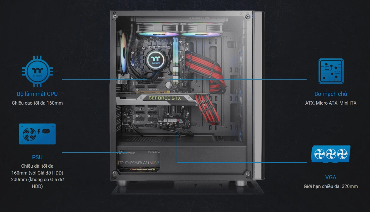 Vỏ case Thermaltake V250 TG ARGB - Mid Tower