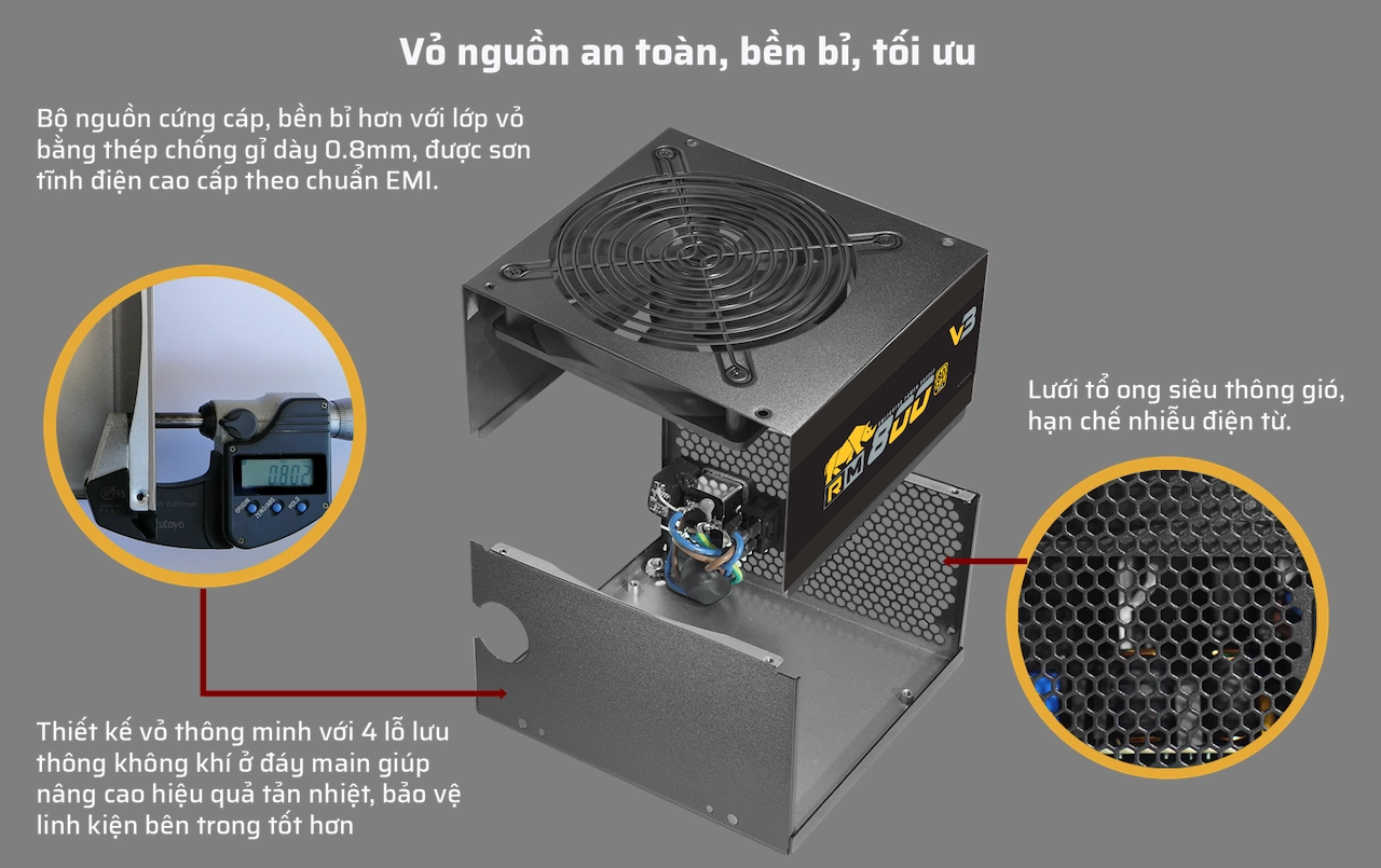 Nguồn máy tính Jetek RM800 V3 - 80 Plus Gold