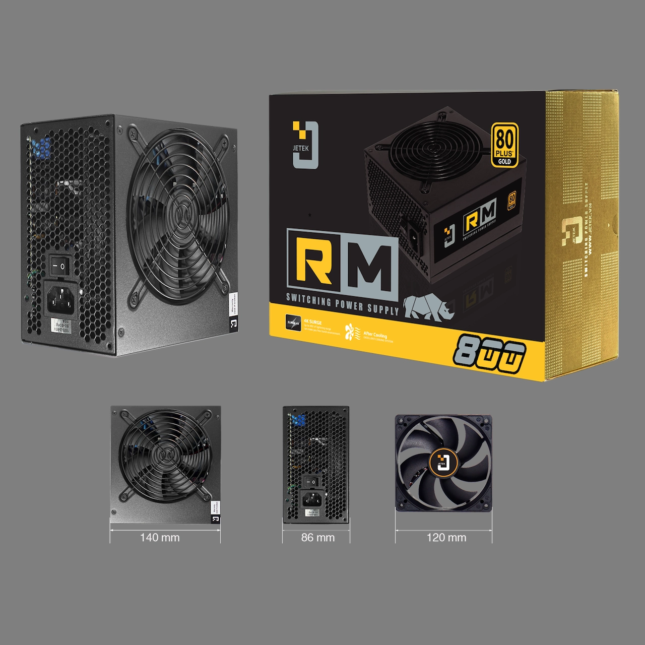 Nguồn máy tính Jetek RM800 V3 - 80 Plus Gold
