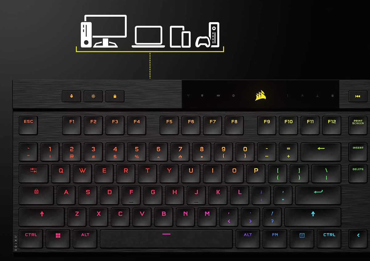 Bàn phím cơ Corsair K100 Air Wireless RGB Ultra-Thin (CH-913A01U-NA)