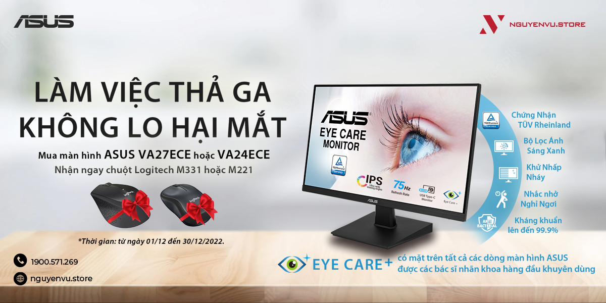 Làm việc thả ga, Không lo hại mắt cùng Màn hình Asus