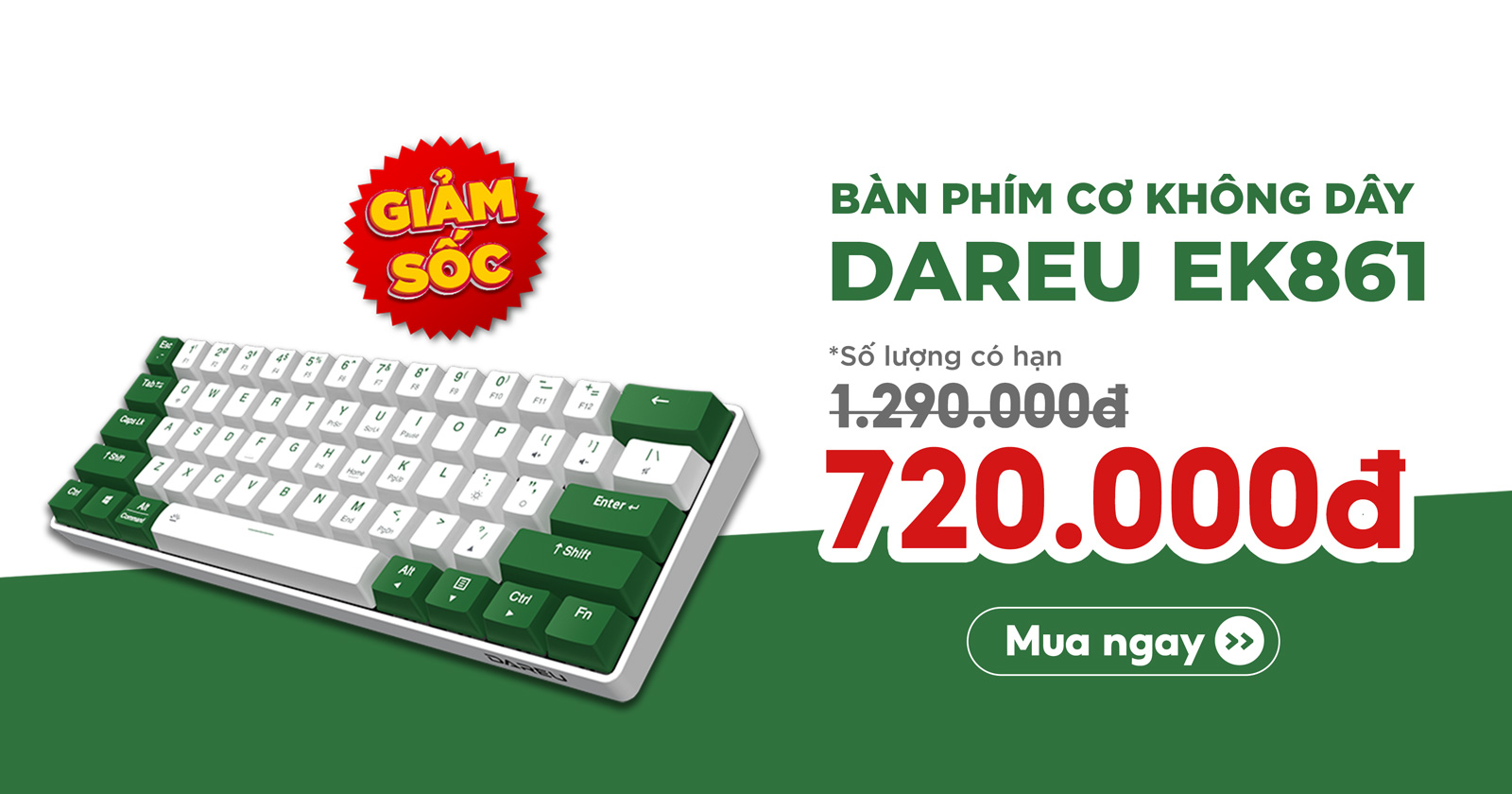 DareU EK861 | Phím Cơ Không Dây - Chốt Ngay Giá Sốc