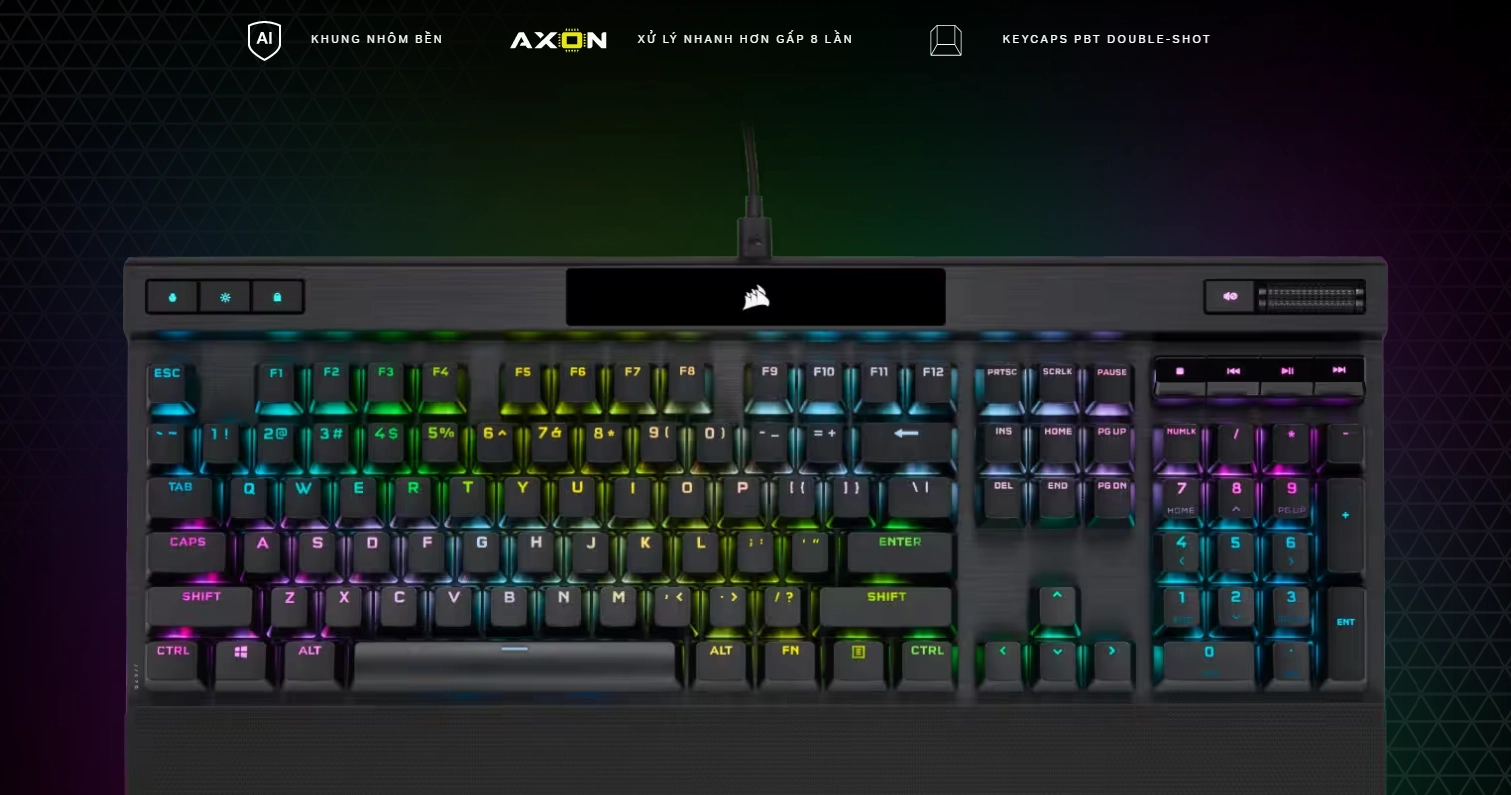 Bàn phím cơ Corsair K70 PRO OPX Silver RGB kiểu dáng dòng K70 được giữ lại