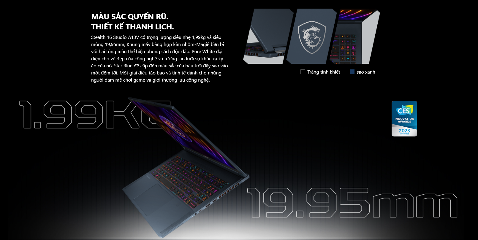 Laptop Gaming MSI Stealth 16 Studio A13VG-057VN thiết kế hoàn hảo
