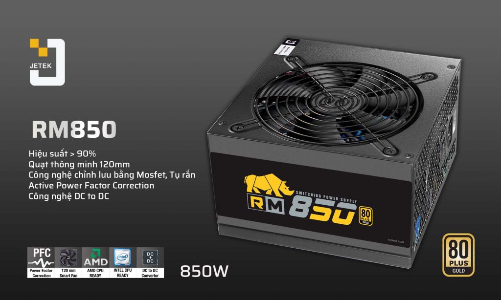 Nguồn máy tính Jetek RM850 V4 ưu đãi gía sốc tại Cần Thơ