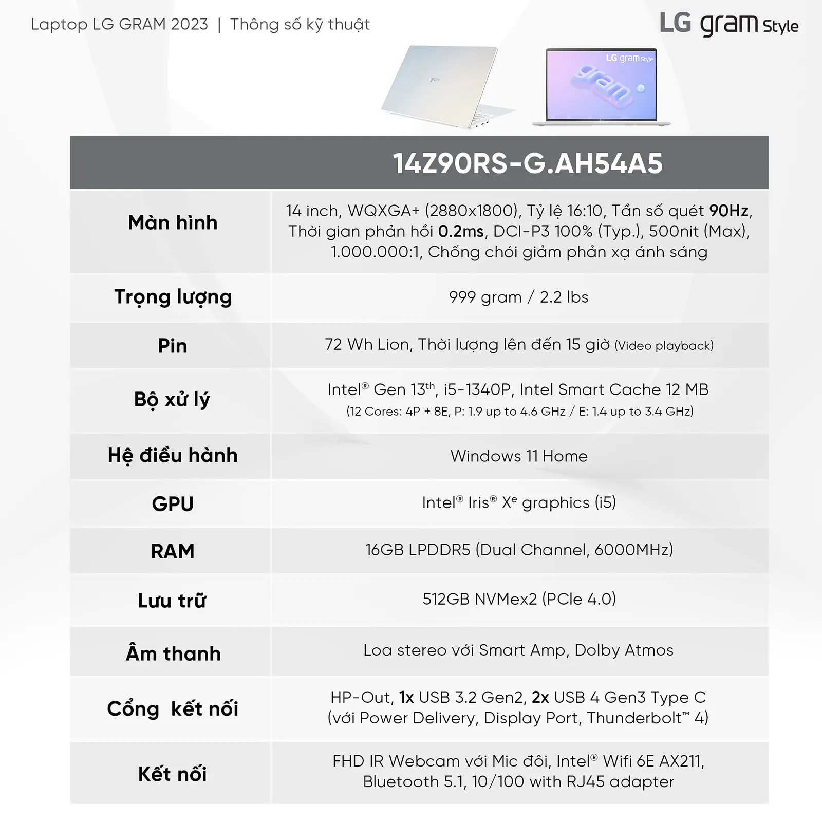 Laptop LG Gram 2023 14Z90RS-G.AH54A5