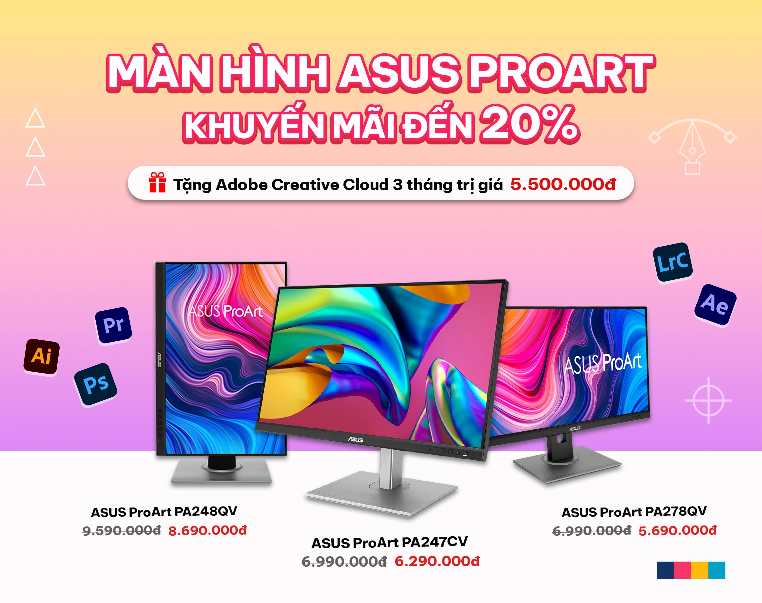 Mua màn hình ASUS ProArt nhận ngay 3 tháng Adobe Creative Cloud