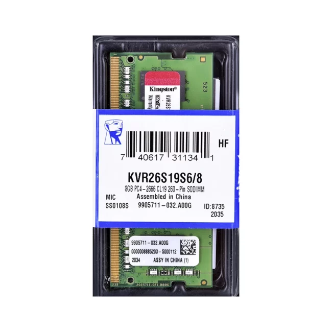 Ram Laptop Kingston 8GB DDR4 2666MHz KVR26S19S6/8