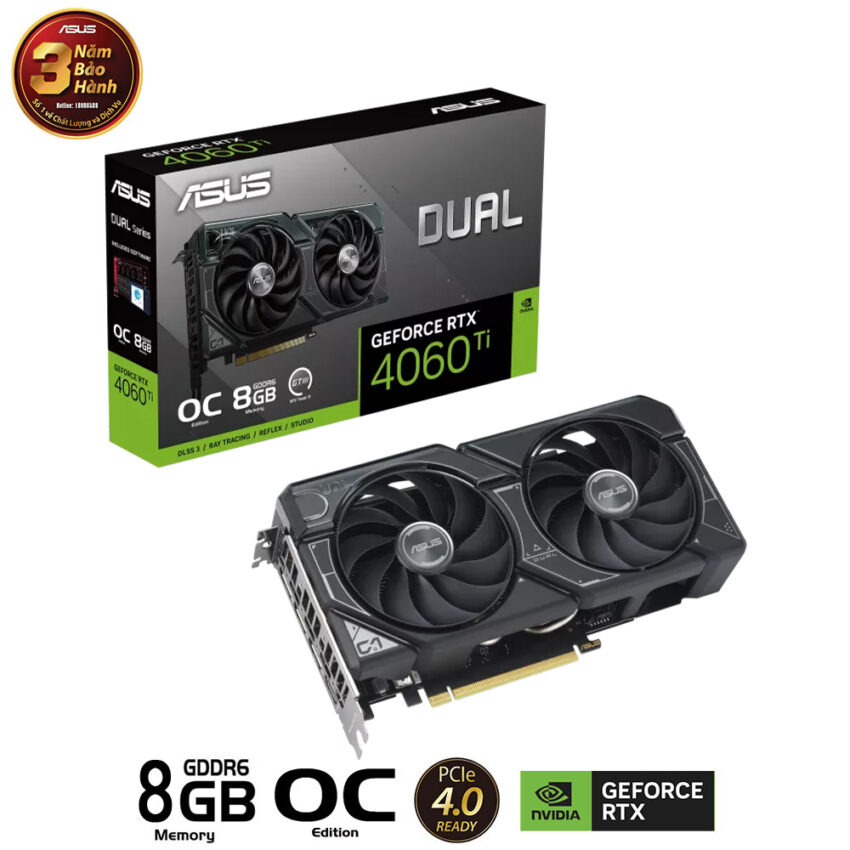 Card màn hình ASUS Dual GeForce RTX 4060 Ti OC Edition 8GB GDDR6