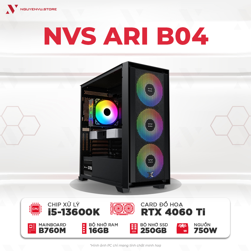 Máy tính PC Gaming NVS ARI B04 i5-13600K RTX 4060 Ti ưu đãi giá rẻ Cần Thơ