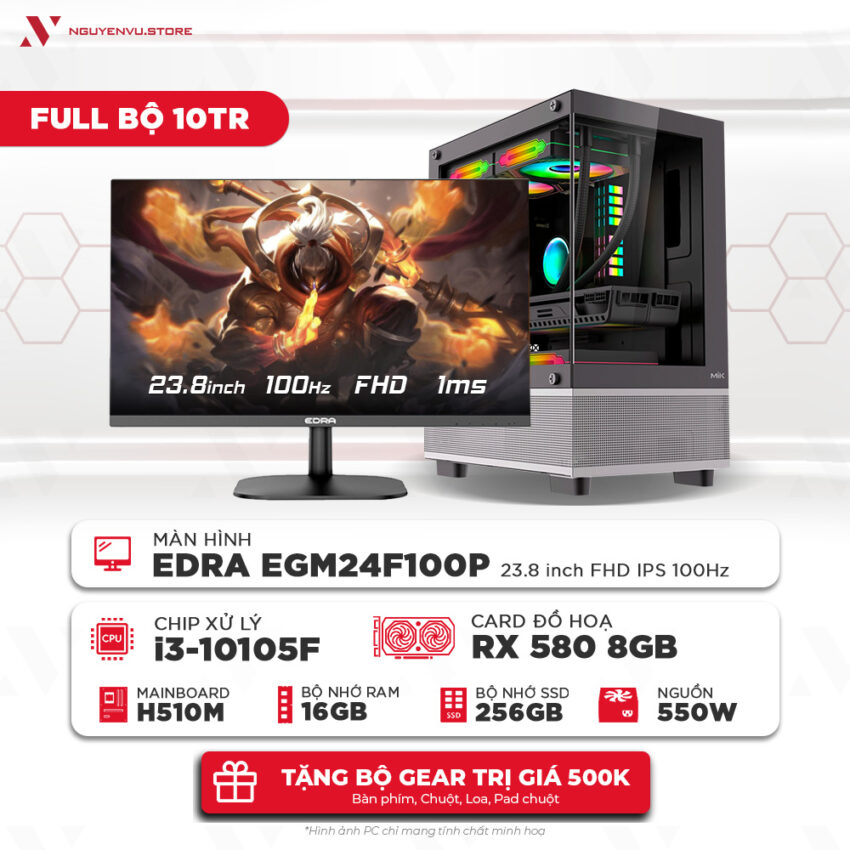 Full bộ PC gaming 10 triệu kèm màn hình