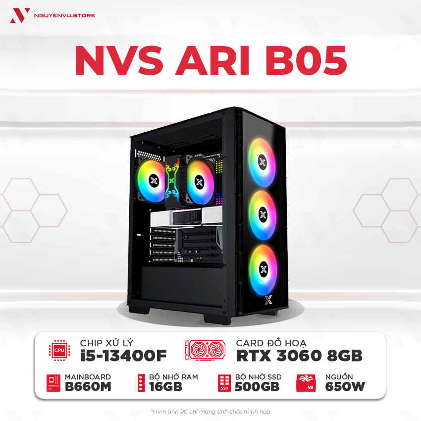 Máy tính PC Gaming NVS ARI B05 i5-13400F RTX 3060 8GB ưu đãi giá rẻ Cần Thơ