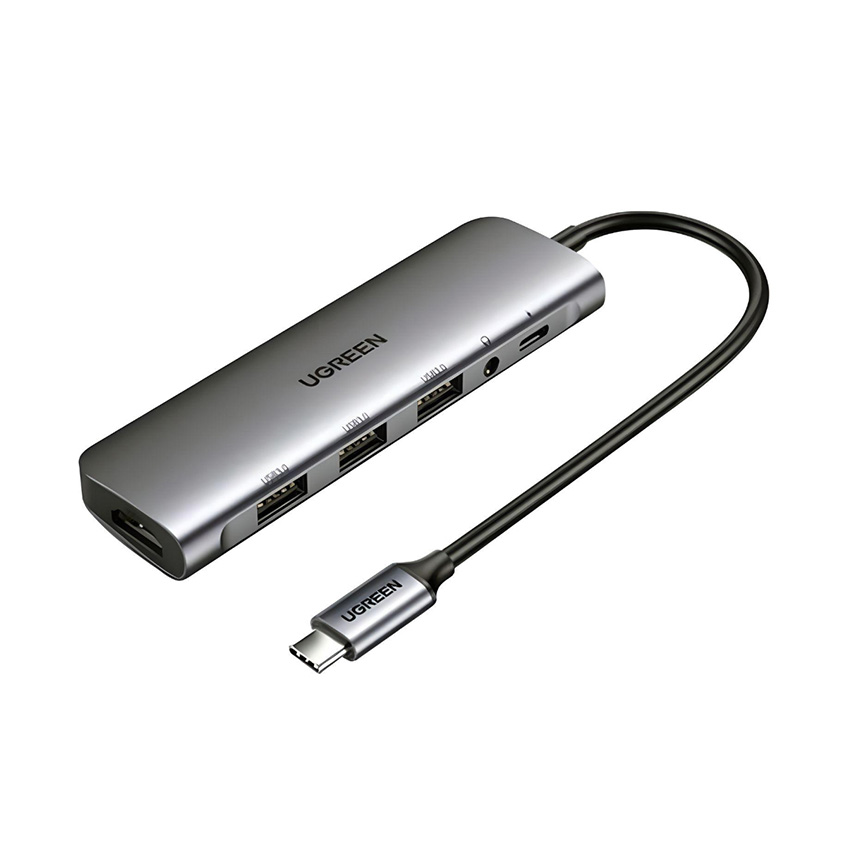 Hub Ugreen 80132 6 in 1 (USB Type C to HDMI, USB 3.0, 3,5mm, hỗ trợ sạc PD 100W) chính hãng giá rẻ Cần Thơ