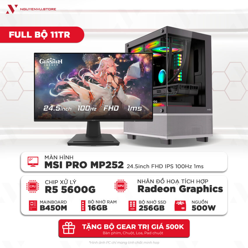 Full bộ pc gaming AMD Ryzen 5 5600G 11 triệu giá tốt