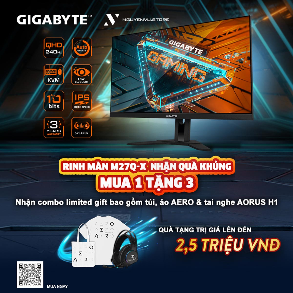 GIGABYTE M27Q-X | MUA 1 ĐƯỢC 3