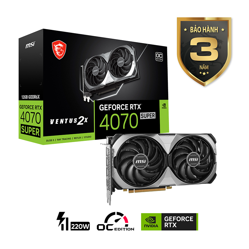 Card màn hình MSI GeForce RTX 4070 SUPER 12G VENTUS 2X OC