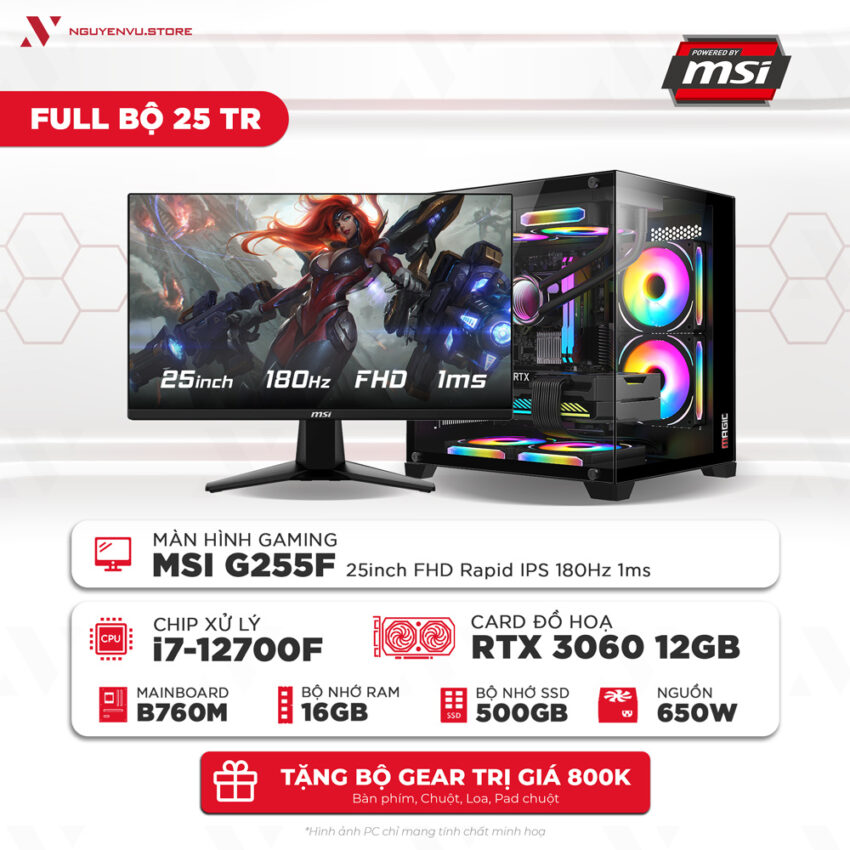 Full bộ PC gaming i7 12700F RTX 3060