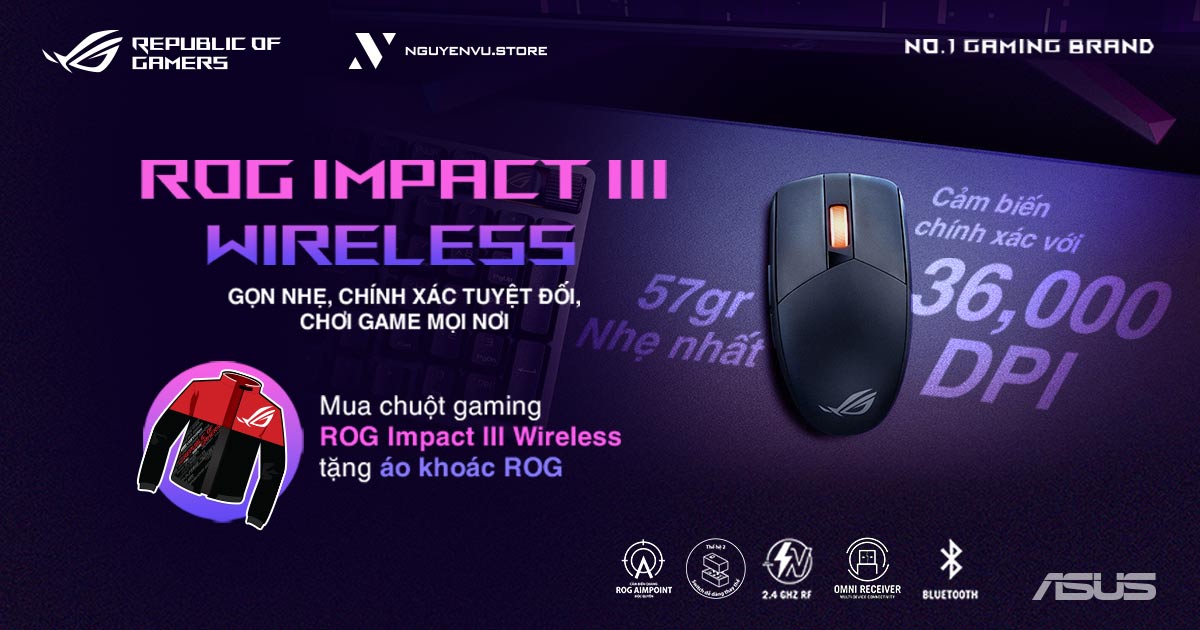 ROG IMPACT III WIRELESS – GỌN NHẸ, CHÍNH XÁC TUYỆT ĐỐI, CHƠI GAME MỌI NƠI