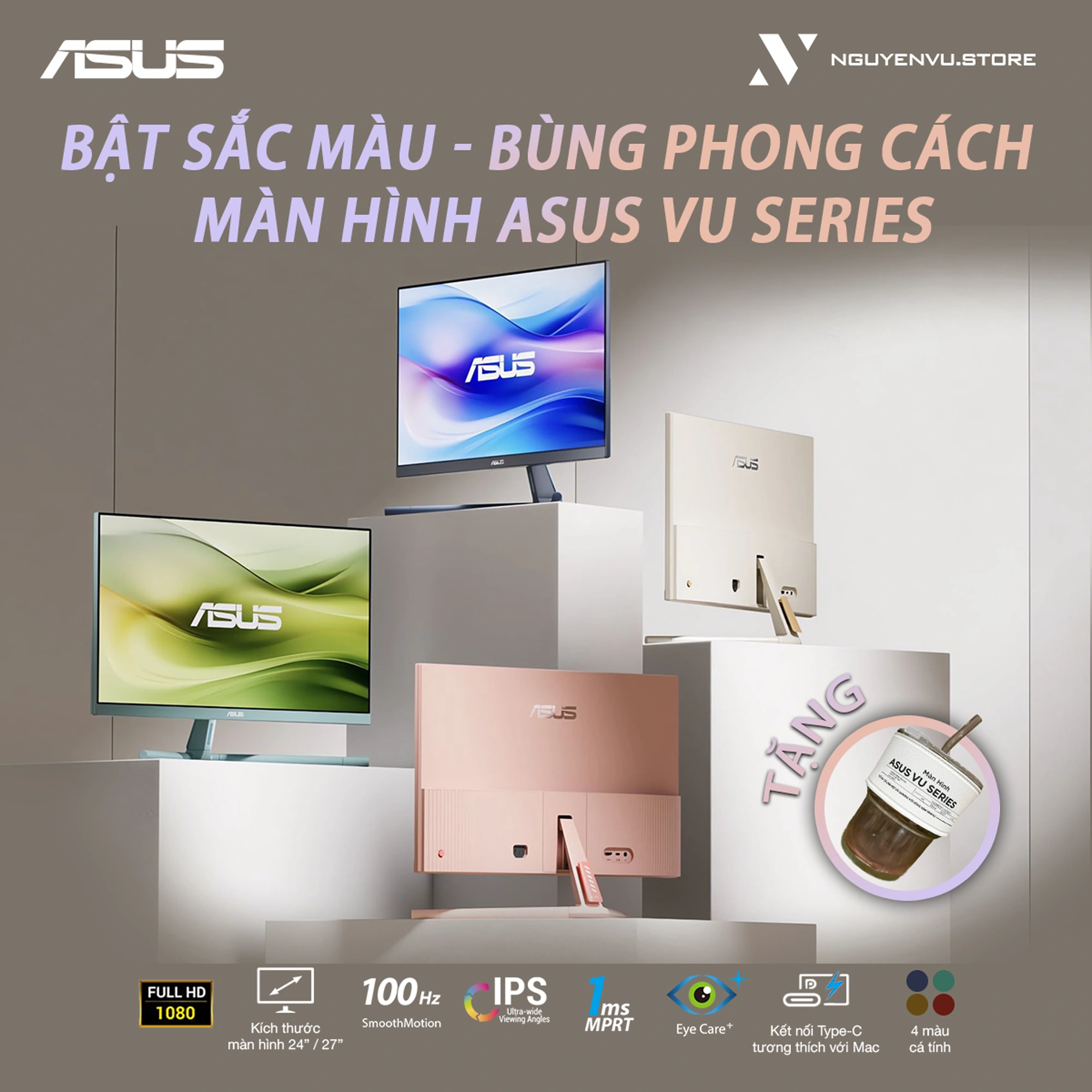 Nhận ngay ly cá tinh ASUS khi mua màn hình ASUS VU series | Nguyễn Vũ Store