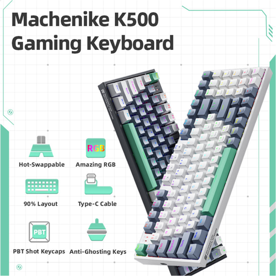 Bàn phím không dây Machenike K500 Pro-B94W Tri-Mode ( Switch RGB Grey / Switch RGB White )