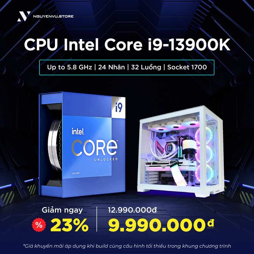 CPU Intel Core i9-13900K (Up to 5.8 GHz | 24 Nhân | 32 Luồng | Socket 1700)