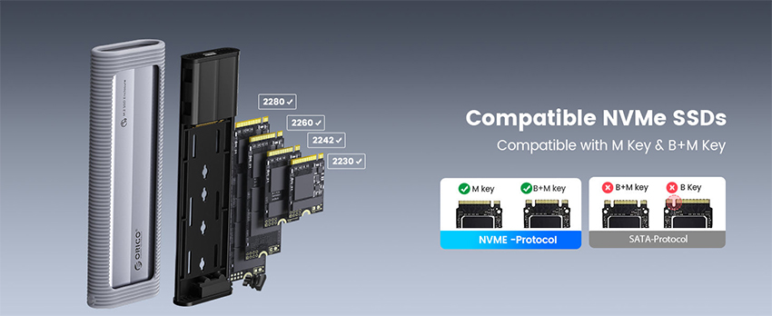 Hộp ổ cứng SSD Type C ORICO AXM2S-G2-V1-GY-BP 