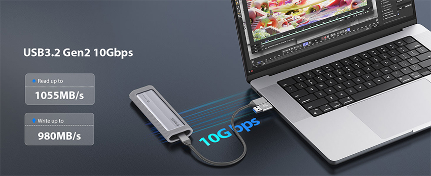 Hộp ổ cứng SSD Type C ORICO AXM2S-G2-V1-GY-BP 