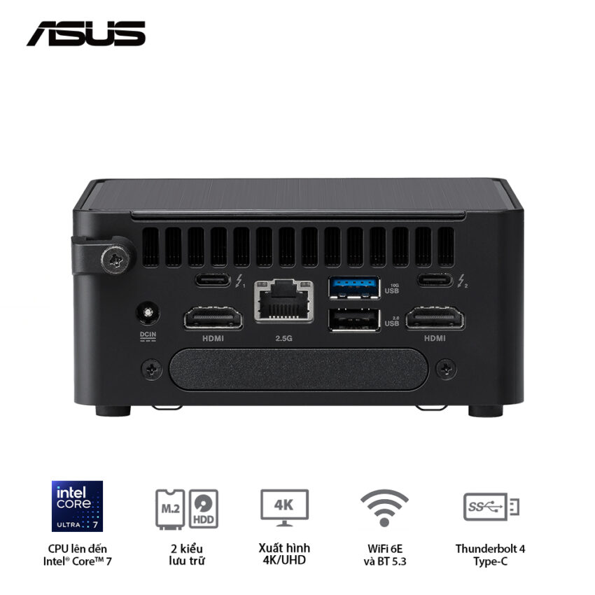 PC Mini Asus NUC 14 Pro RNUC14RVHI300001I (i3-100U, Intel UHD Graphics, Wi-Fi 6E AX211, Bluetooth 5.2)