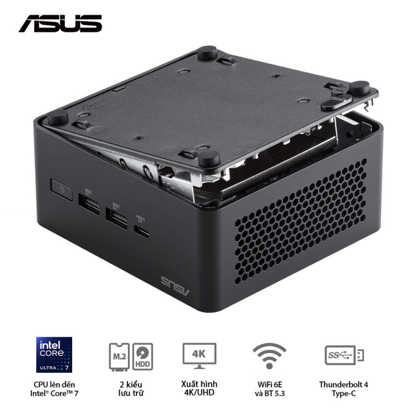 PC Mini Asus NUC 14 Pro RNUC14RVHI300001I (i3-100U, Intel UHD Graphics, Wi-Fi 6E AX211, Bluetooth 5.2)